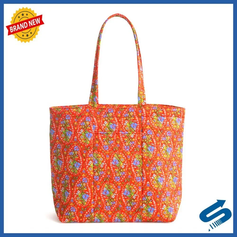 Premium Cotton Zip Tote Shoulder Bag with Multiple Pockets